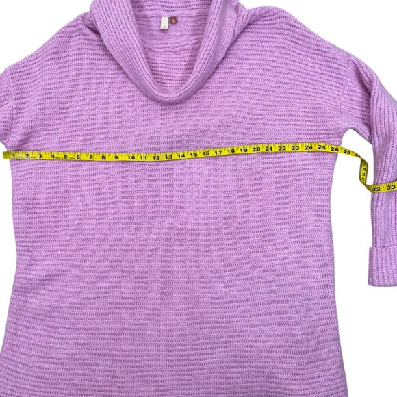 Anthropologie Pilcro Pink Chunky Knit Oversized Cowl Neck Sweater Size XL - Picture 8 of 10